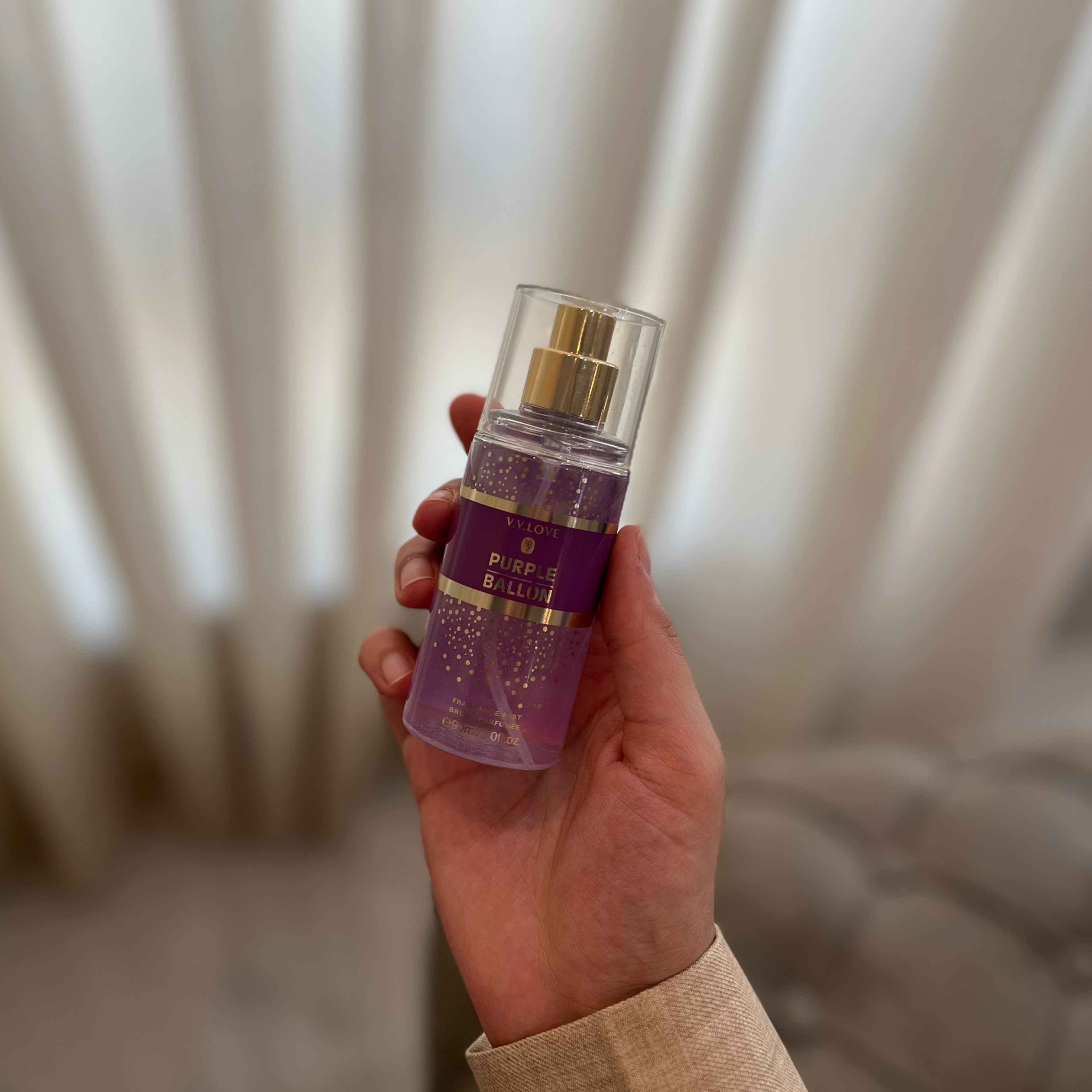 بادی میست شاین رایحه شیرین و خنک با حجم 90 میل V.V.Love Purple Ballon💜