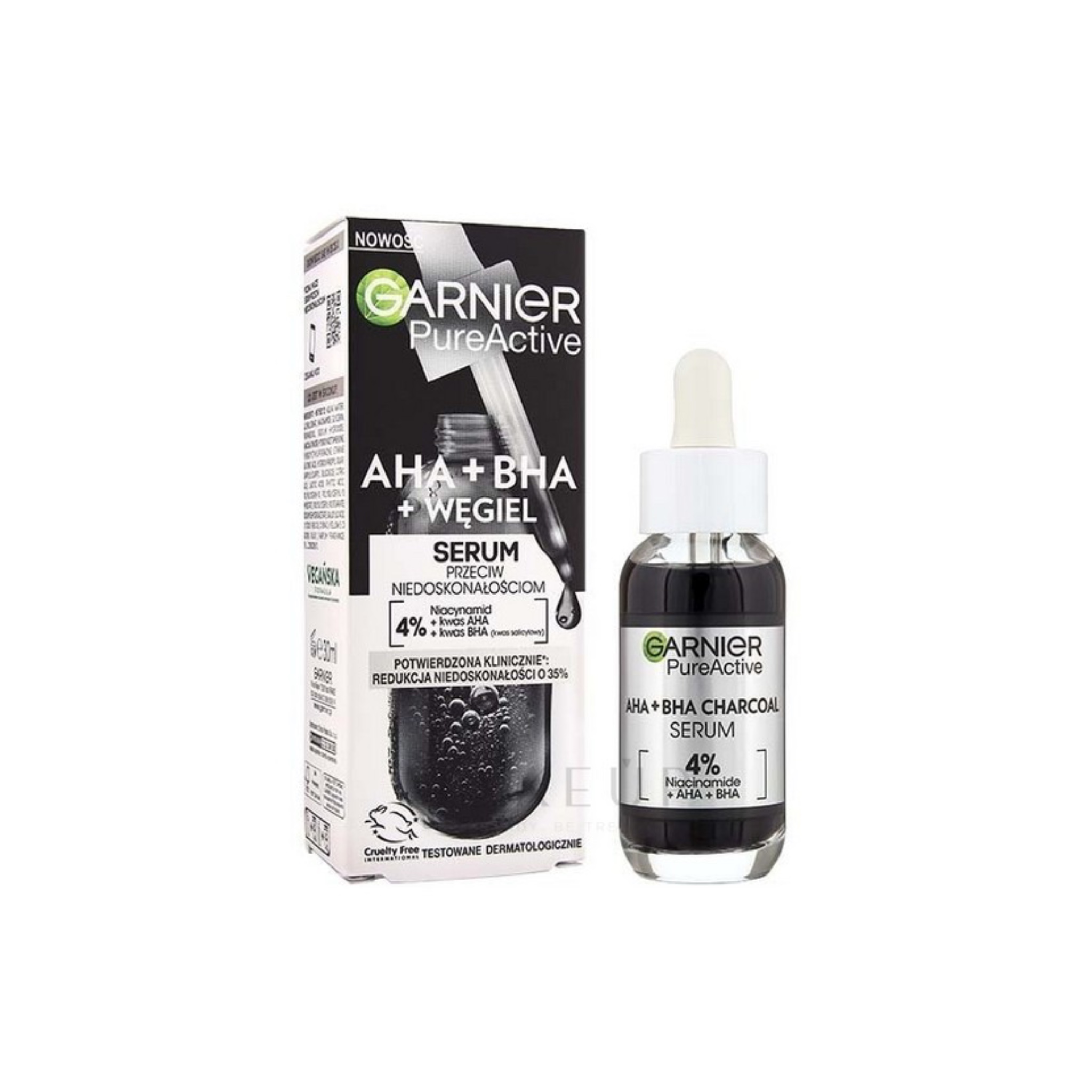 سرم کنترل چربی پوست گارنیر حاوی ذغال فعال و سالیسیلیک اسید | GARNIER SKIN SERUM AHA+BHA-%4 Niasinamid